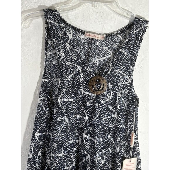 Paradise USA NWT Woman’s Cover Up/Dress Navy w/White Anchors XS-Small Stretch - Picture 2 of 10